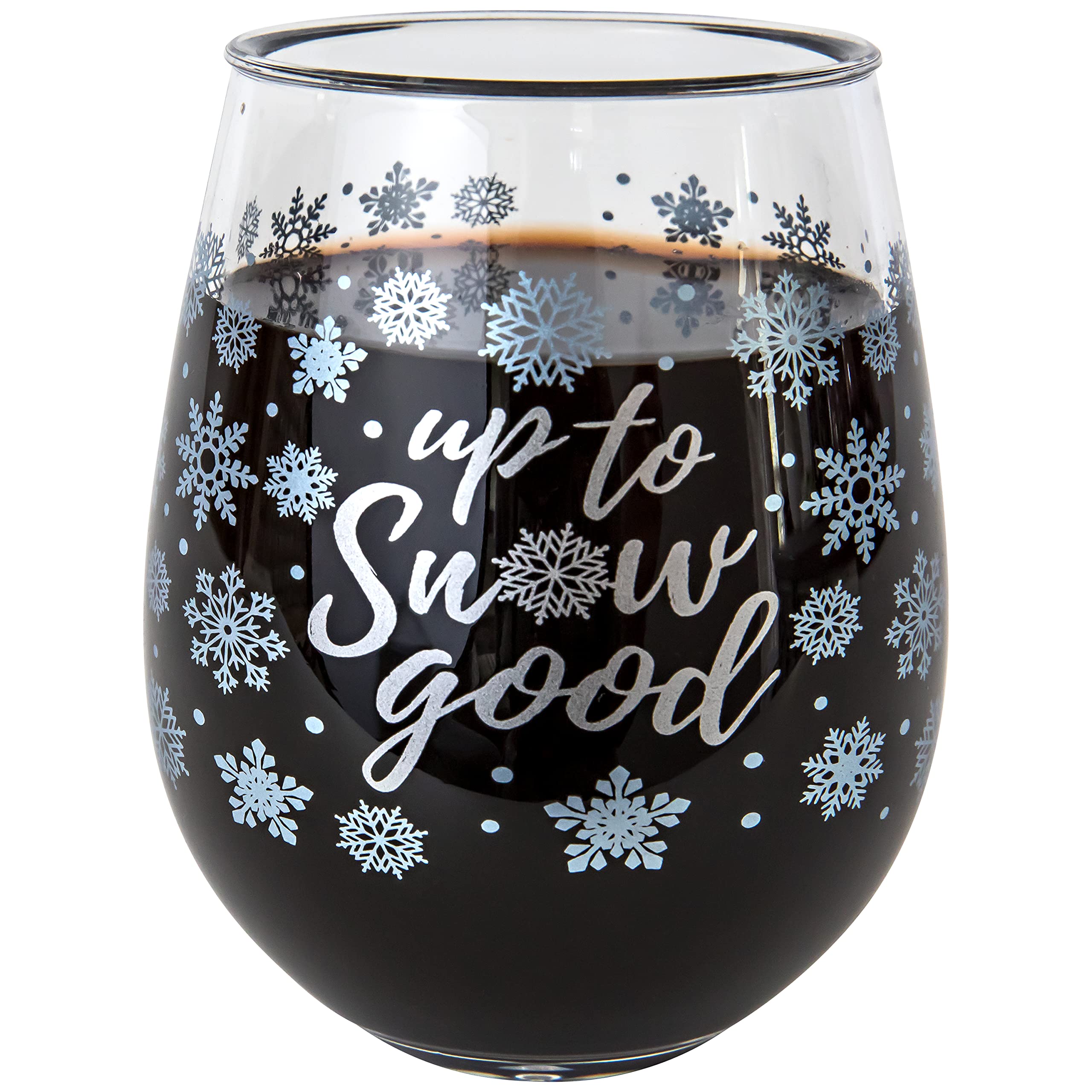 C.R. Gibson QWG2O-22632 Up to Snow Good Acrylic Stemless Wineglass for Christmas Parties and Celebrations, 12 fl. Oz.