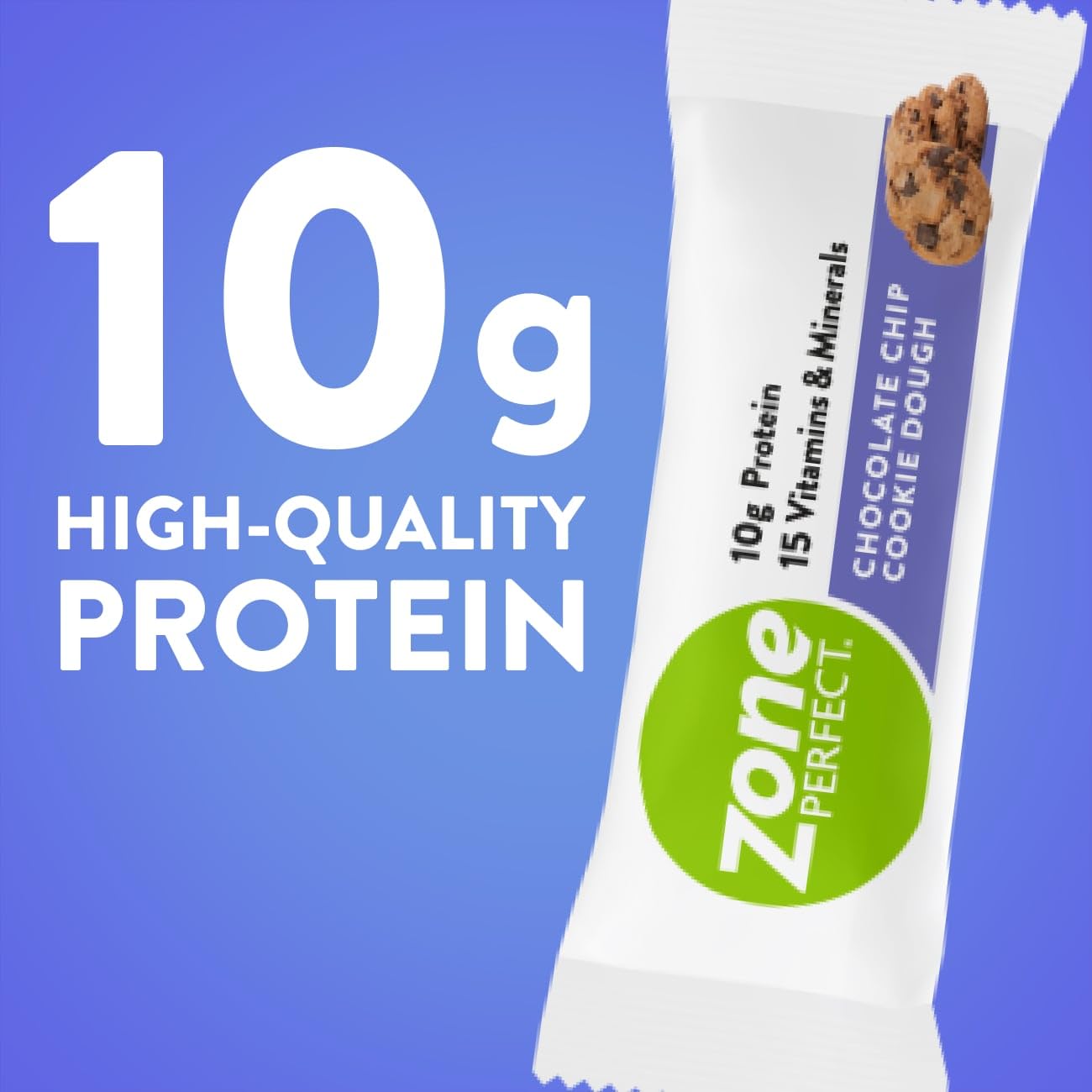 ZonePerfect Protein Bars, 10g Protein, 17 Vitamins & Minerals, Nutritious Snack Bar, Chocolate Chip Cookie Dough, 5 Count (Pack of 4)