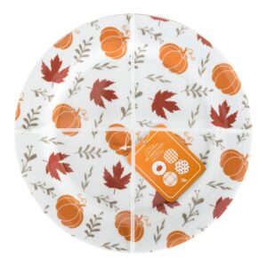 c.r. gibson qaps2-24068 fall leaves and pumpkins reusable melamine plate set for thanksgiving dinners, 9" diameter, 4pcs