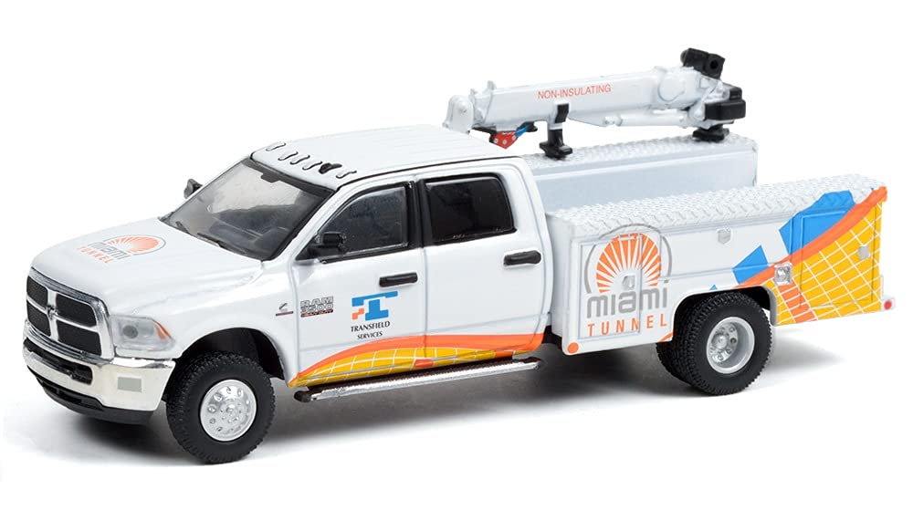 GreenLight Dually Drivers 46070-C Series 7 - 2015 Ram 3500 Crane Truck - Port of Miami Tunnel 1:64 Scale