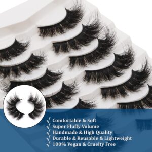 Losha False Lashes Super Fluffy Faux Mink Eyelashes Dramatic Long and Full Fake Eyelashes 7 Pairs Pack Volume Lashes