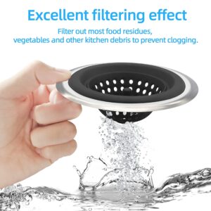 Stainless Silicone Kitchen Set of 2 Sink Strainer, Flexible Silicone Kitchen Sink Drainers, Large Wide Rim 4.5 inch Diameter