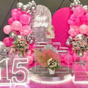 KALOR 18 Inch Hot Pink Balloons, 10 Pcs Hot Pink Matte Latex Balloons Big Round Balloons for Wedding, Baby Shower, Birthday Party and Event Decoration
