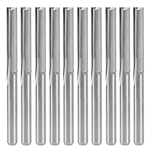 Yakamoz 10 Pack 1/8" Shank Double Flute Straight Bits CNC Router End Mill Set Flush Trim Slot Cutting Bit Milling Cutter for Wood MDF PCB