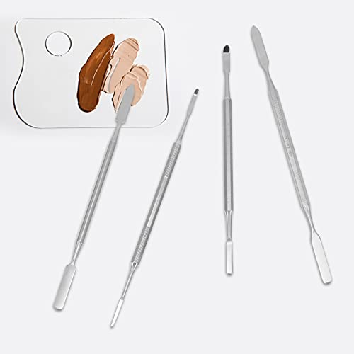 EXCEART 4Pcs Stainless Steel Depotting Spatula Makeup Spatula Tool Make Up Accessories for Makeup Cosmetics Mixing