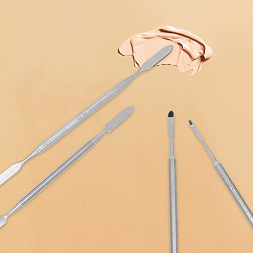 EXCEART 4Pcs Stainless Steel Depotting Spatula Makeup Spatula Tool Make Up Accessories for Makeup Cosmetics Mixing