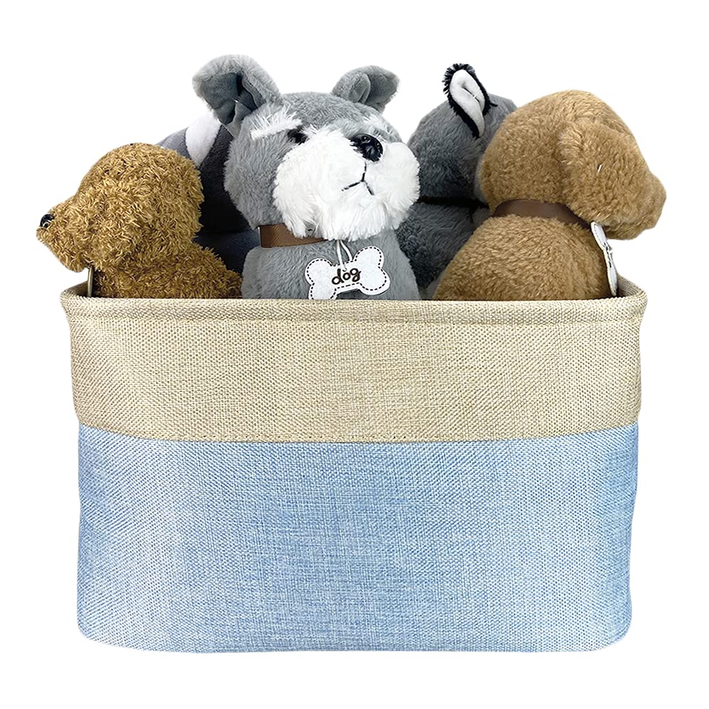MALIHONG Custom Foldable Storage Basket with Lovely Dog Dachshund Collapsible Sturdy Fabric Bone Pet Toys Storage Bin Cube with Handles for Organizing Shelf Home Closet, Blue and White