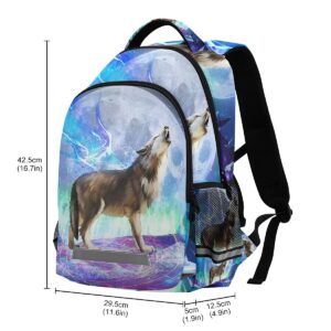 ALAZA Girls Wolf School Backpacks for Children Kids Large Capacity Bookbags 17"