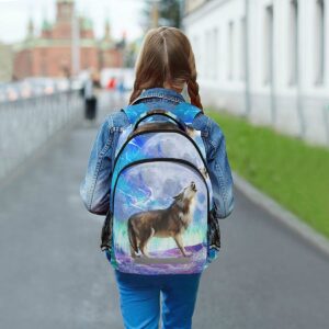 ALAZA Girls Wolf School Backpacks for Children Kids Large Capacity Bookbags 17"