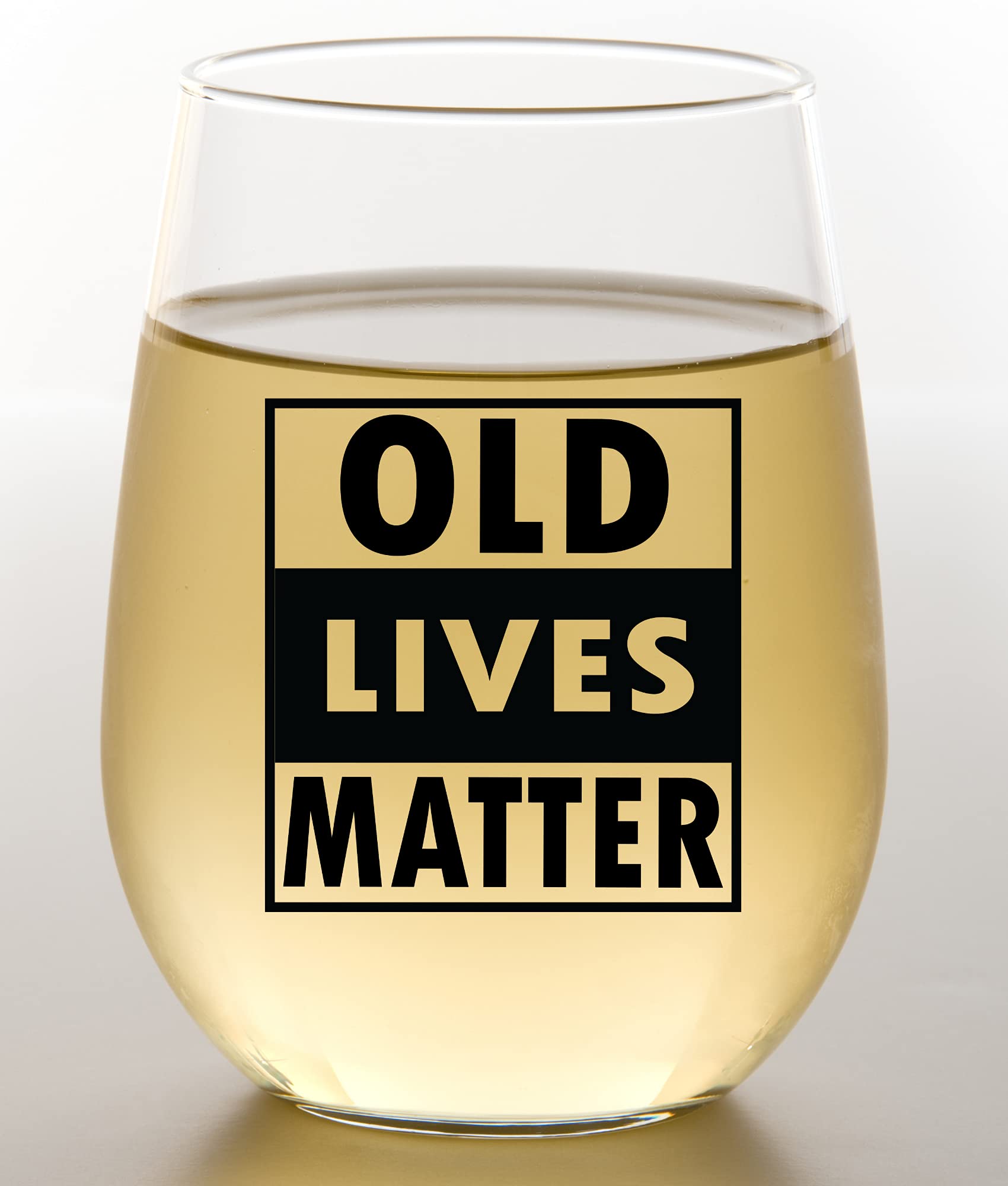COOL AF Old Lives Matter Wine and Whiskey Glass Gift Set For Men and Women - His and Hers Gift for Anniversary, Birthday, Retirement - Great Gift for Married Couples Grandma and Grandpa, Dad and Mom