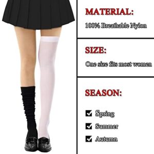 Lastclream Women Costume Thigh High Silk Stockings for Girls Over Knee Socks Cosplay Knee High Hosiery (White)