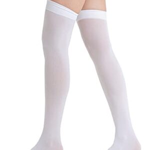 Lastclream Women Costume Thigh High Silk Stockings for Girls Over Knee Socks Cosplay Knee High Hosiery (White)