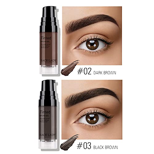 2 Colors Long Lasting Eyebrow Gel Set with Eyebrow Brushes for Waterproof Eyebrow Make Up, Eyebrow Tint Corrector Kit, Intense Brow Color Wax Cream, 2 * 6ml/0.20Fl Oz