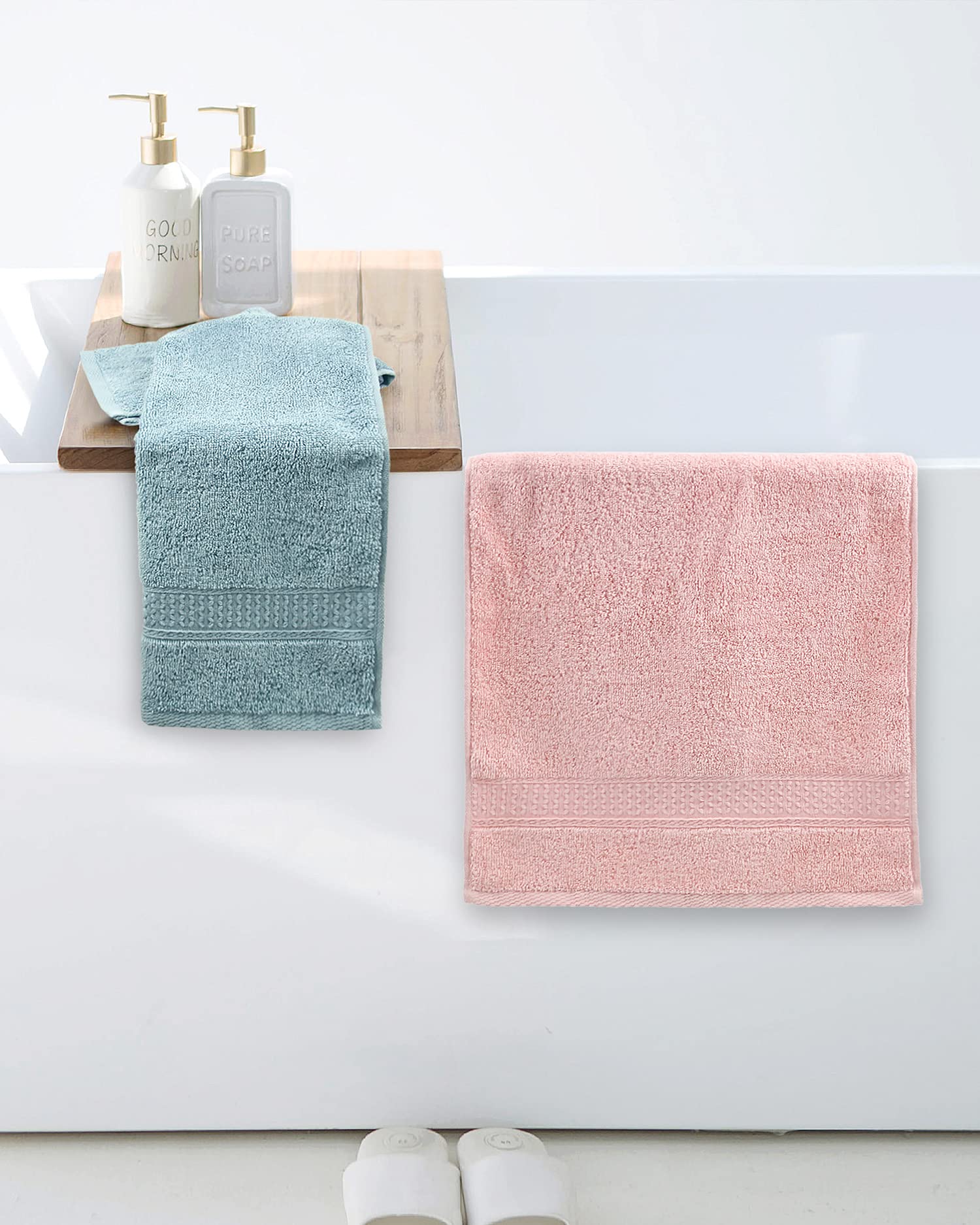 Cleanbear Hand Towels 12 Pack 12 Colors 100% Cotton Hand Towel Set for Bathrooms and Different Family Members - Ultra Soft Bath Hand Towel with Assorted Colors (13 by 29 Inches)