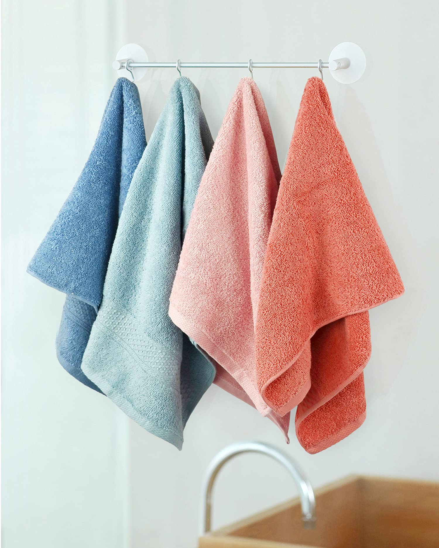 Cleanbear Hand Towels 12 Pack 12 Colors 100% Cotton Hand Towel Set for Bathrooms and Different Family Members - Ultra Soft Bath Hand Towel with Assorted Colors (13 by 29 Inches)