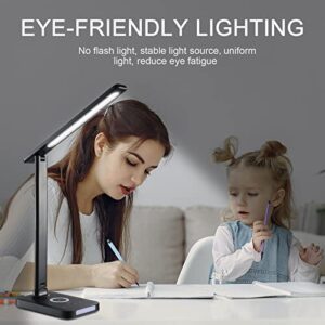 VAVOFO LED Desk Lamp with Fast Charger, USB Charging Port, Desk Light for Home Office with 5 Brightness Levels, Touch Control, 30/60 min Auto Timer, Eye-Caring Dimmable Table Lamp with Adapter