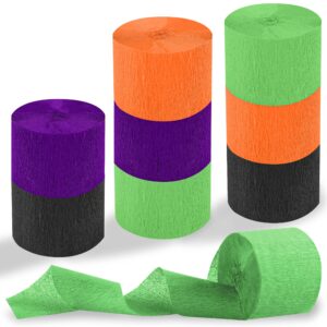 halloween crepe paper streamers 8rolls 656ft halloween party decorations supplies halloween orange purple black green streamers for halloween birthday, baby shower, gender reveal party decorations