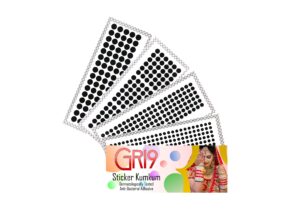 gri9 velvet round dot bindi tattoo sticker indian multi size daily use forehead bindis adhesive body jewelry (black)