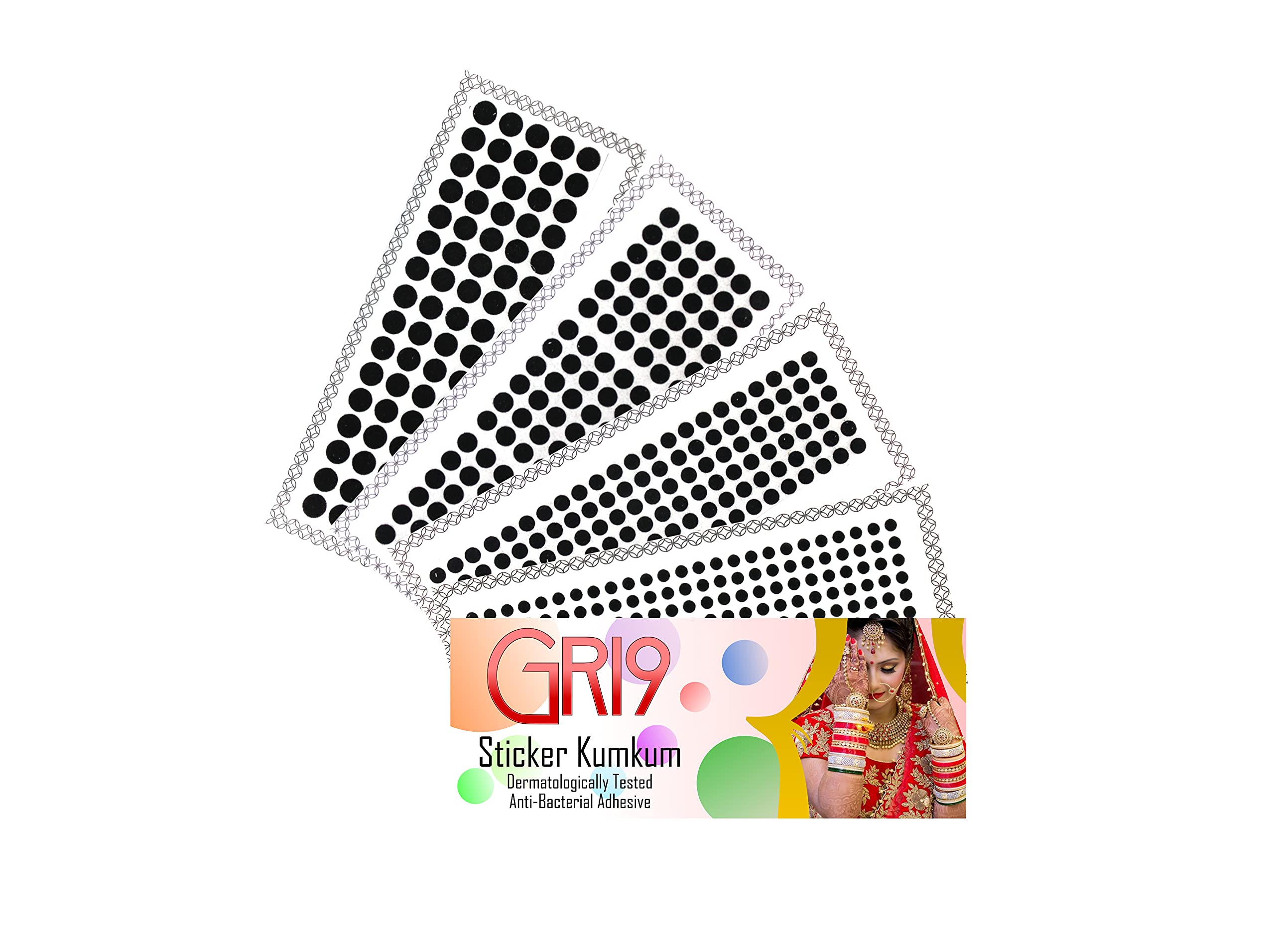 GRI9 Velvet Round Dot Bindi Tattoo Sticker Indian Multi Size Daily Use Forehead Bindis Adhesive Body Jewelry (Black)