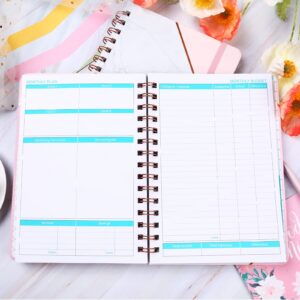 Budget Planner Book, 12 Monthly Financial Organizer, 6" x 8.2", Planner Organizer with Expense Tracker Undated Accounts Book, Account Book with Pocket, Stickers - Pink Marble