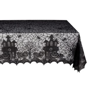 hoveox 1 pack halloween tablecloth halloween spider web tablecloth table cover black lace spider web table cover for halloween party decorations
