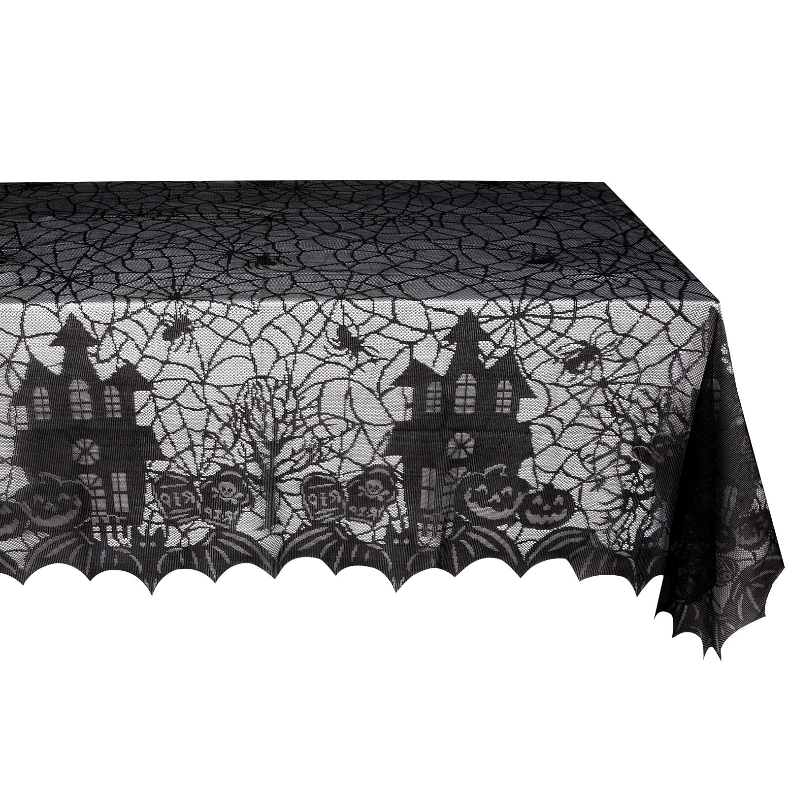 HOVEOX 1 Pack Halloween Tablecloth Halloween Spider Web Tablecloth Table Cover Black Lace Spider Web Table Cover for Halloween Party Decorations