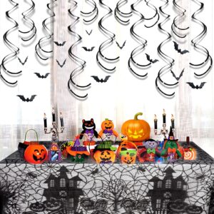 HOVEOX 1 Pack Halloween Tablecloth Halloween Spider Web Tablecloth Table Cover Black Lace Spider Web Table Cover for Halloween Party Decorations