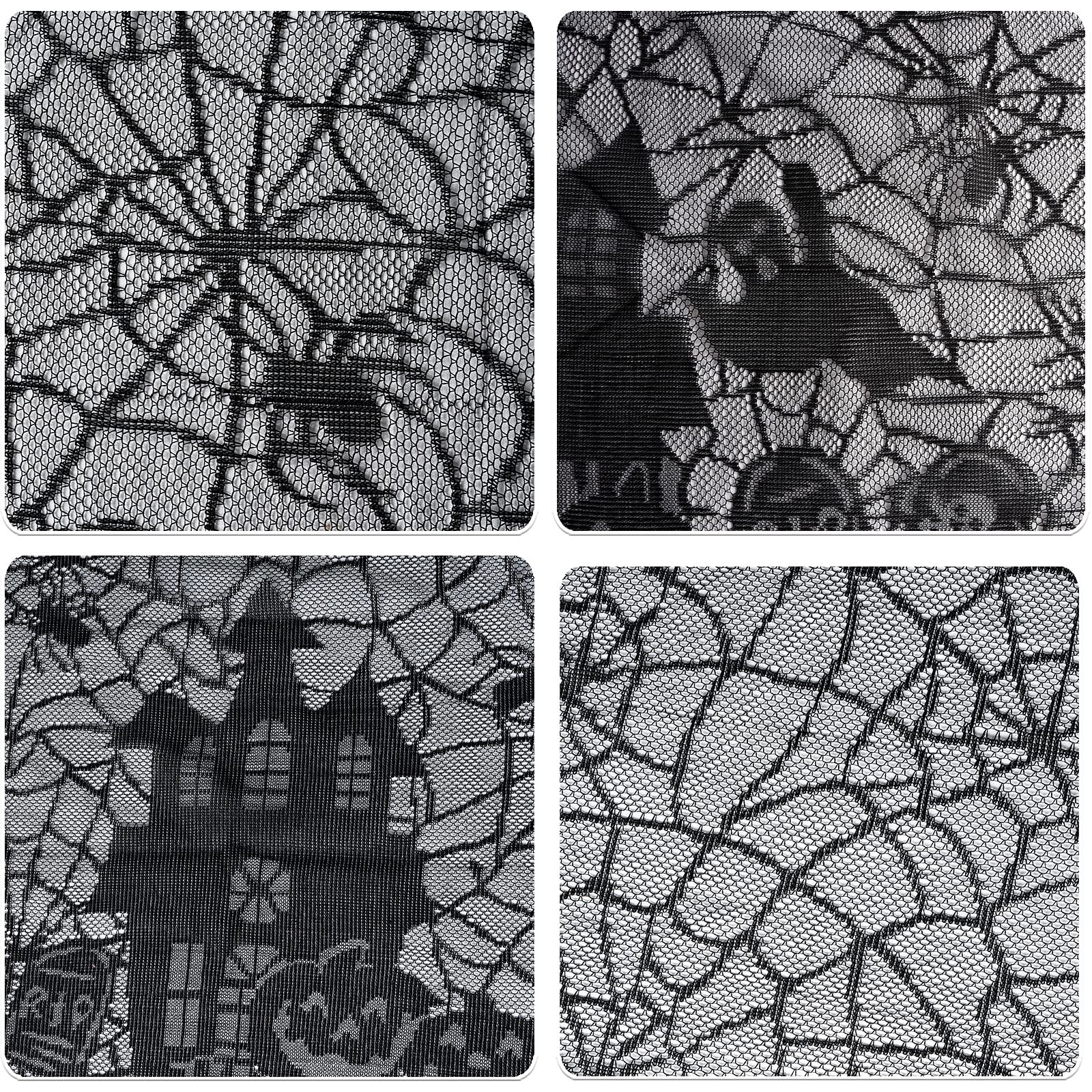 HOVEOX 1 Pack Halloween Tablecloth Halloween Spider Web Tablecloth Table Cover Black Lace Spider Web Table Cover for Halloween Party Decorations