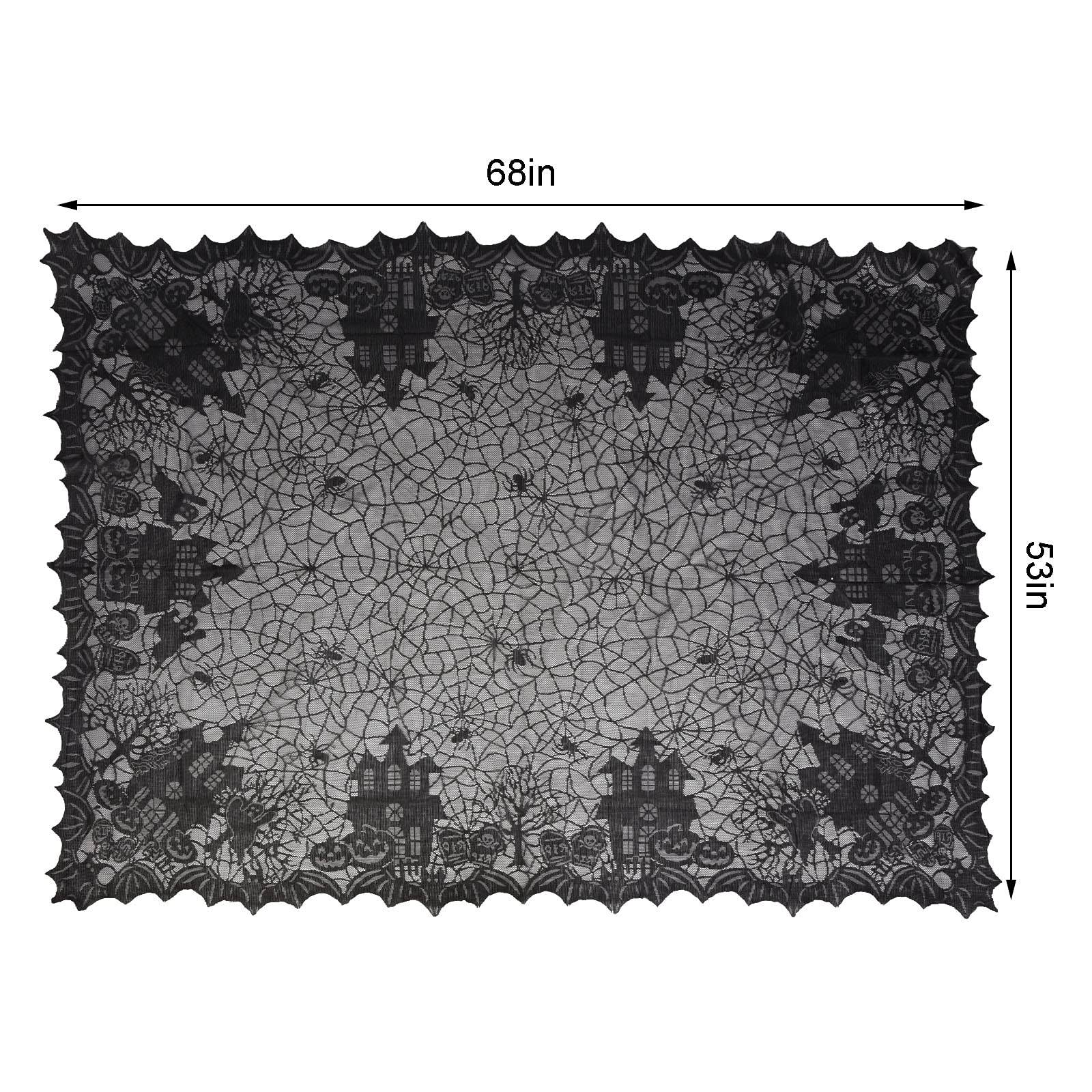 HOVEOX 1 Pack Halloween Tablecloth Halloween Spider Web Tablecloth Table Cover Black Lace Spider Web Table Cover for Halloween Party Decorations