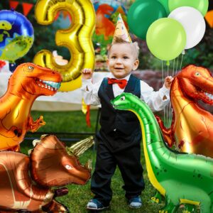 17 Pieces Dinosaur Balloons Dinosaur Party Balloons Dino Foil Aluminum Helium Balloons Giant Dinosaur Party Supplies for Birthday Baby Shower Jungle Theme Party Decorations (3rd Birthday)
