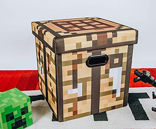 Minecraft Crafting Table Storage Bin Cube Organizer with Lid | 15 Inches