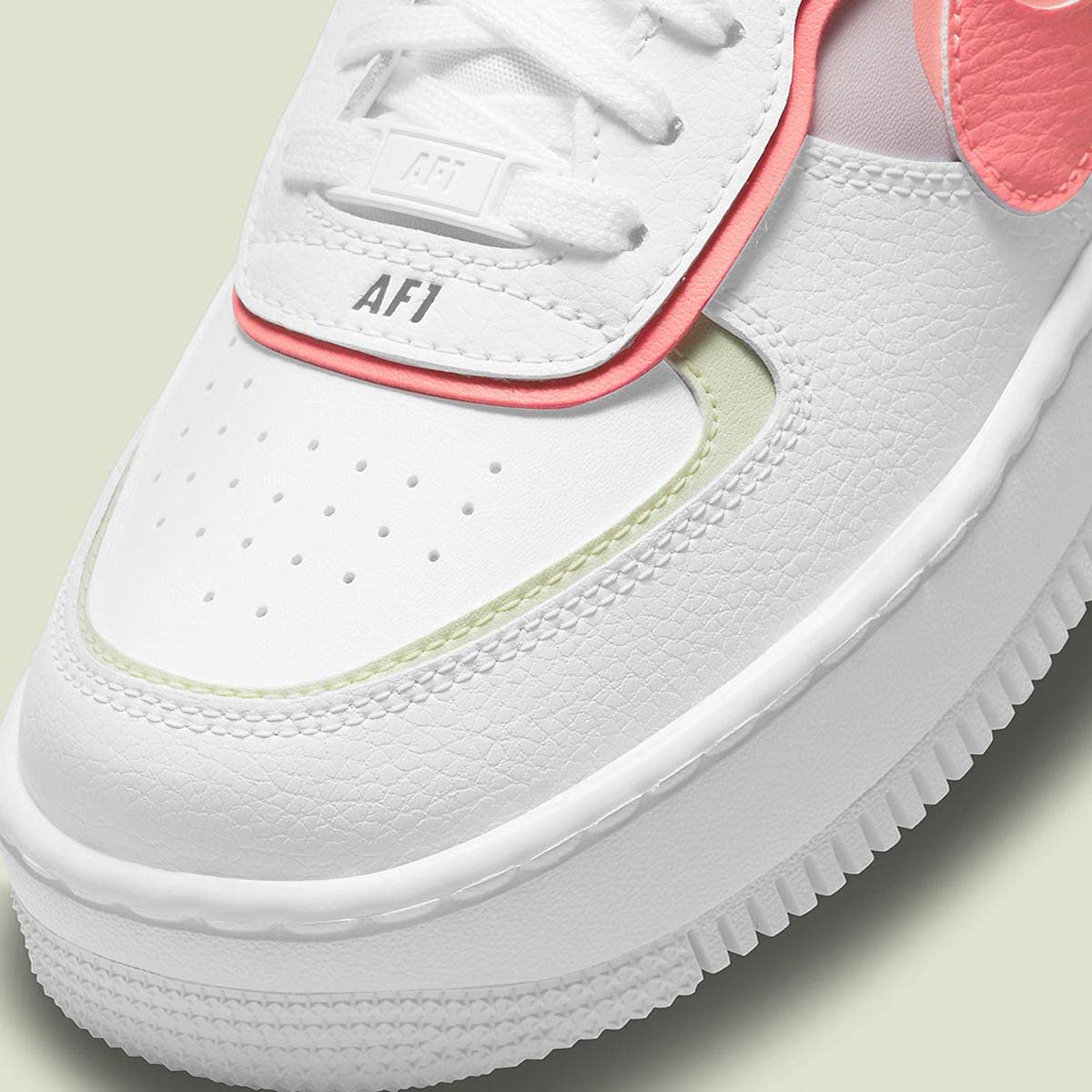 Nike Women's Air Force 1 Shoe, White/Magic Ember/Crimson Bliss/Lime Ice, 9