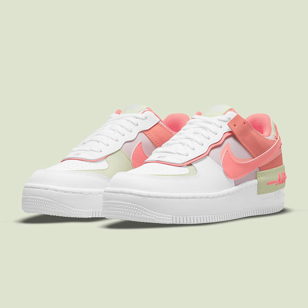 Nike Women's Air Force 1 Shoe, White/Magic Ember/Crimson Bliss/Lime Ice, 9