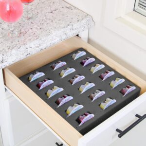 polar whale cocktail capsule drawer organizer tray insert compatible with bartesian for kitchen home bar party waterproof washable black foam 18 compartment 12.5 x 12.5 inches