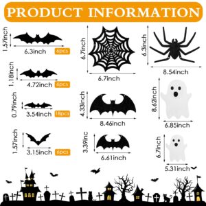 39 Pieces Halloween Decorations Black Glittery Bat Banner Spider Ghost Garland 3D Bat Wall Stickers Hanging Bat Banner for Halloween Party Haunted House Decoration Indoor Outdoor Mantel Supplies