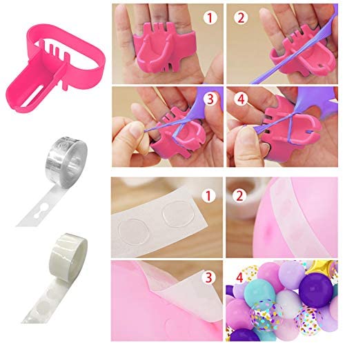 Amandir 140Pcs Unicorn Birthday Balloons Arch Garland Kit, Confetti Latex Foil Purple Pink Balloons Happy Birthday Banner Tassels for Unicorn Birthday Decorations for Girls Party Supplies