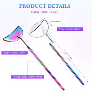 2 Pieces Lash Mirror Eyelash Extension Mirror Half-moon Shape Lash Mirror Stainless Steel Eyelash Mirror Tool Large Eyelash Inspection Mirror for Women Girls Makeup Supplies