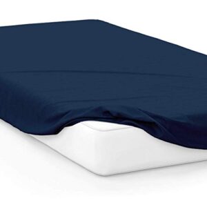 d&d bed 3 pc's cot set - 30" x 80" navy blue solid 800tc - 1 cot fitted sheet, 1 cot flat & 1 pillowcase - cot mattress 4"-8" deep - perfect for narrow twin/cot/rv bunk/guest bed/camping cot