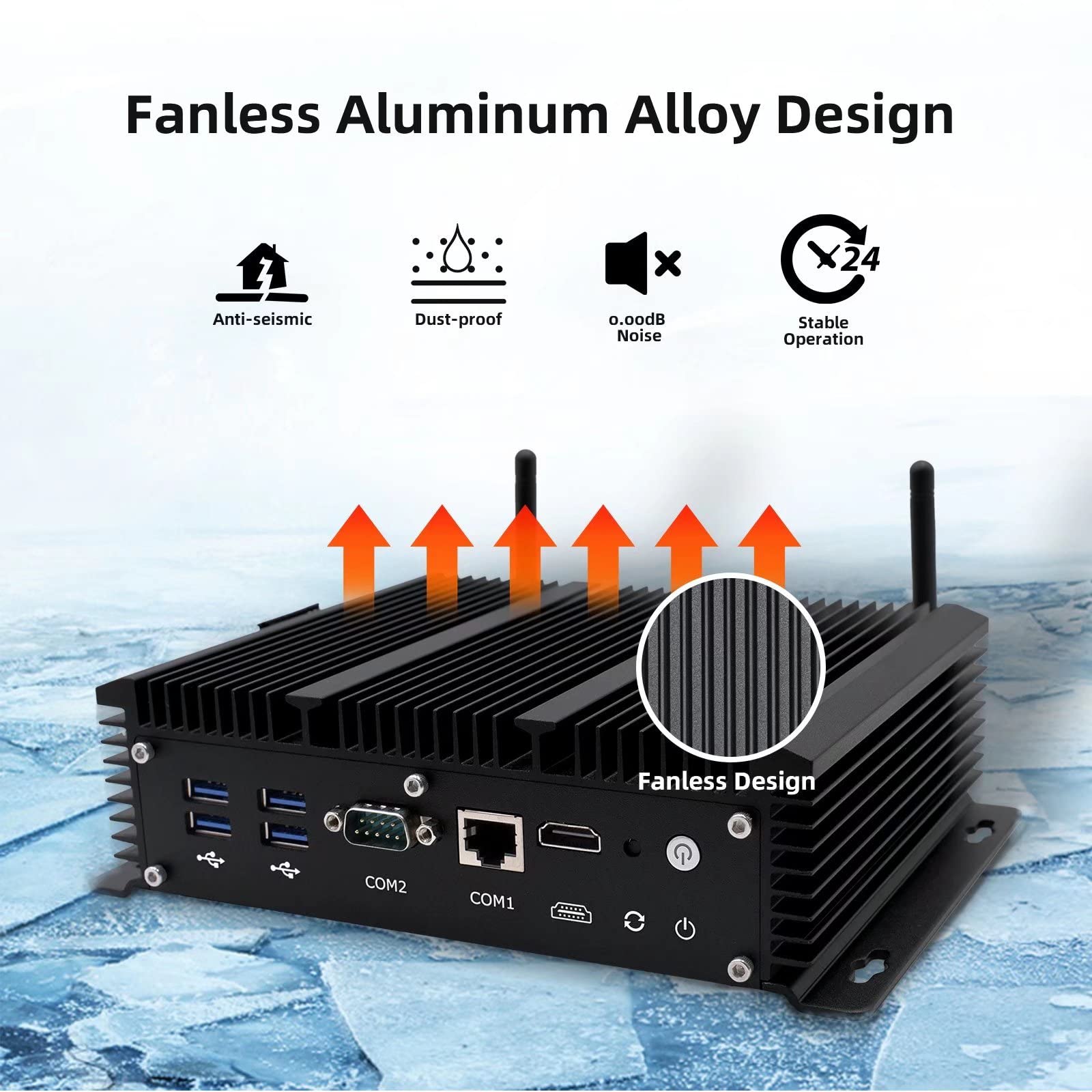 Industrial Firewall Appliance Mini PC, 6 2.5Gbe Lan, Network/Router, Core i7 10510U, Windows 10 pro, 32GB DDR4 RAM 512GB SSD, HD, 2* COM, i225 Nics, Wifi model, SIM Card slot, AES-NI, Small Computer