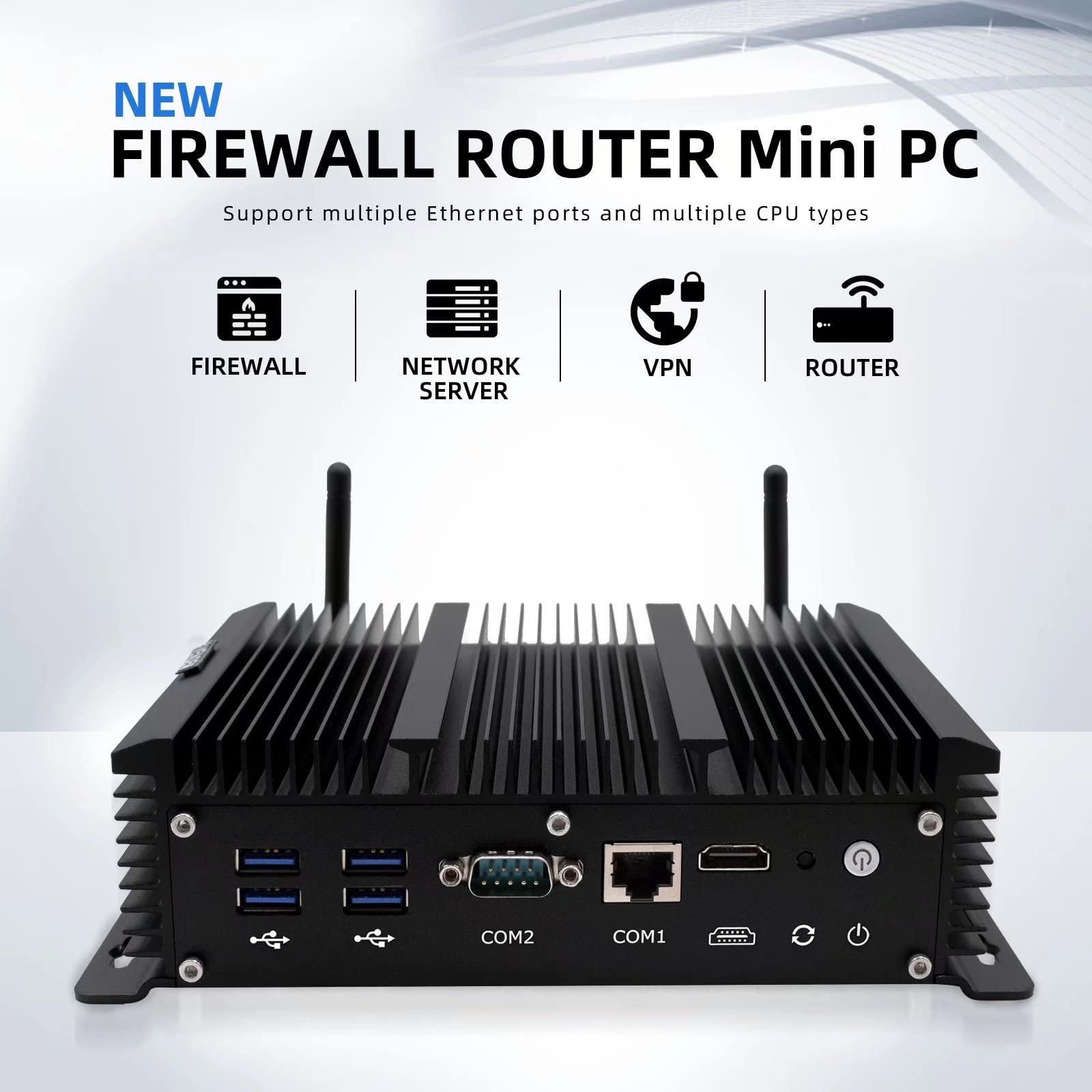 Industrial Firewall Appliance Mini PC, 6 2.5Gbe Lan, Network/Router, Core i7 10510U, Windows 10 pro, 32GB DDR4 RAM 512GB SSD, HD, 2* COM, i225 Nics, Wifi model, SIM Card slot, AES-NI, Small Computer