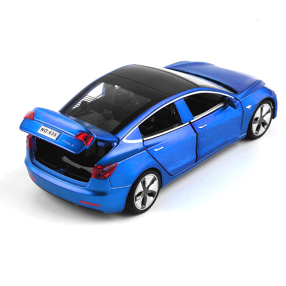 Model 3 Toy Car, 1:32 Zinc Alloy Diecast Car Toys for Kids, Pull Back Collectible Vehicle Toy Door Opening Scale Car Model with Sound and Light, Birthday Gift for Boys Girls 3+ Years Old
