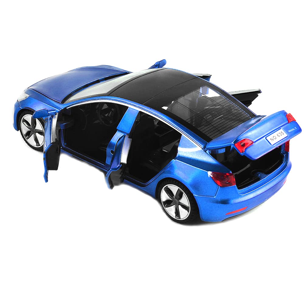 Model 3 Toy Car, 1:32 Zinc Alloy Diecast Car Toys for Kids, Pull Back Collectible Vehicle Toy Door Opening Scale Car Model with Sound and Light, Birthday Gift for Boys Girls 3+ Years Old