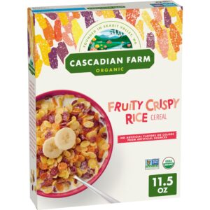 cascadian farm organic fruity crispy rice breakfast cereal, 11.5 oz