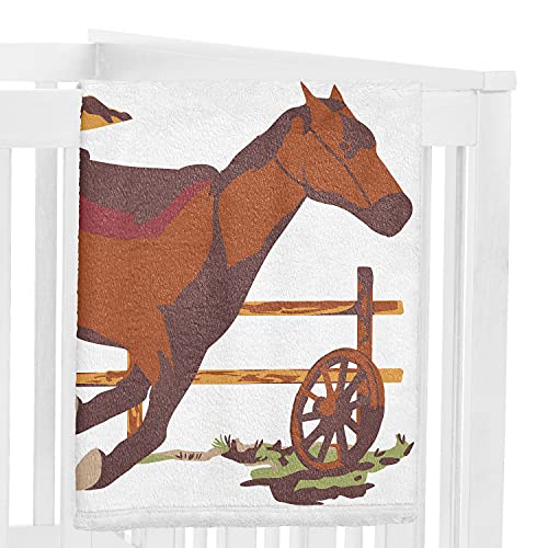 Sweet Jojo Designs Wild West Cowboy Boy Milestone Blanket Monthly Newborn First Year Growth Mat Baby Shower Memory Keepsake Gift Picture - Red Blue and Tan Western Southern Country Horse Mountains