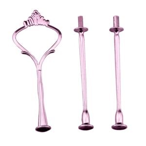 Bluelanss Tiered Tray Hardware for Cake Stand Cake Plate Crown 3 Tier Cake Stand Fittings Hardware Holder for Wedding Party Cupcake Dessert Platter Serving Stand Decoration Pink