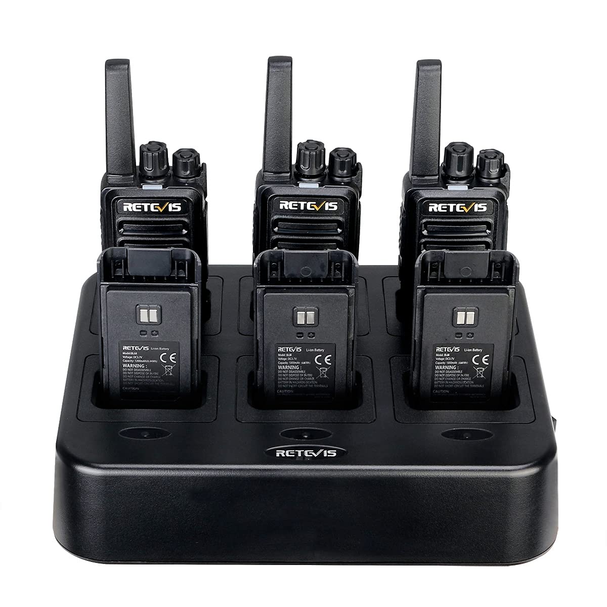 Retevis RT68 Walkie Talkies Rechargeable, Portable Two Way Radios 6 Pack with Six-Way Multi Gang Charger, Heavy Duty Walkie Talkie for Adults, Hands Free, Long Range, for School Restaurant Farm