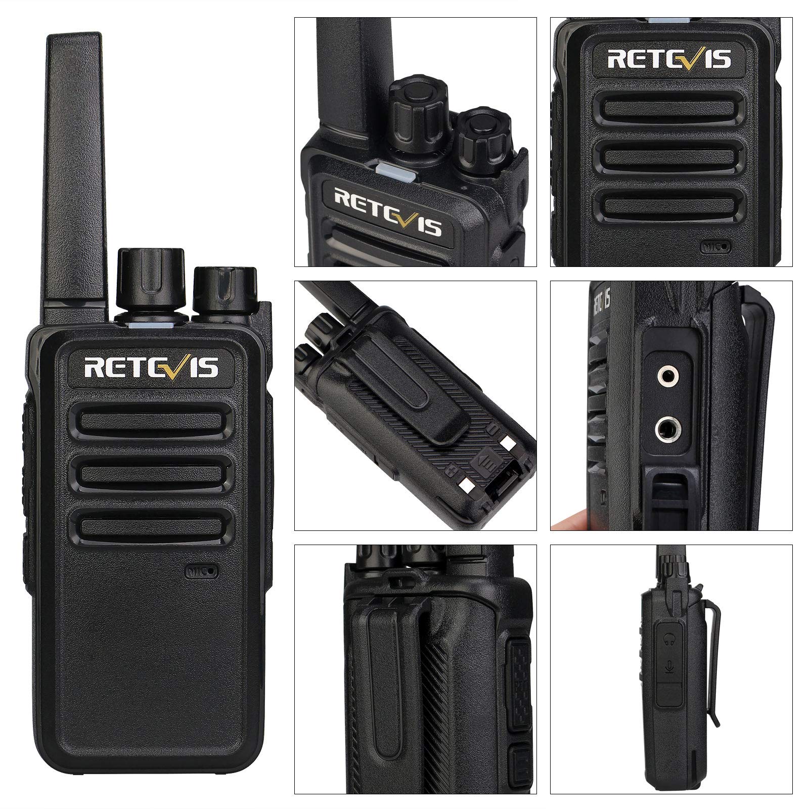 Retevis RT68 Walkie Talkies Rechargeable, Portable Two Way Radios 6 Pack with Six-Way Multi Gang Charger, Heavy Duty Walkie Talkie for Adults, Hands Free, Long Range, for School Restaurant Farm