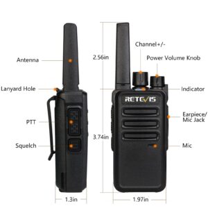 Retevis RT68 Walkie Talkies Rechargeable, Portable Two Way Radios 6 Pack with Six-Way Multi Gang Charger, Heavy Duty Walkie Talkie for Adults, Hands Free, Long Range, for School Restaurant Farm