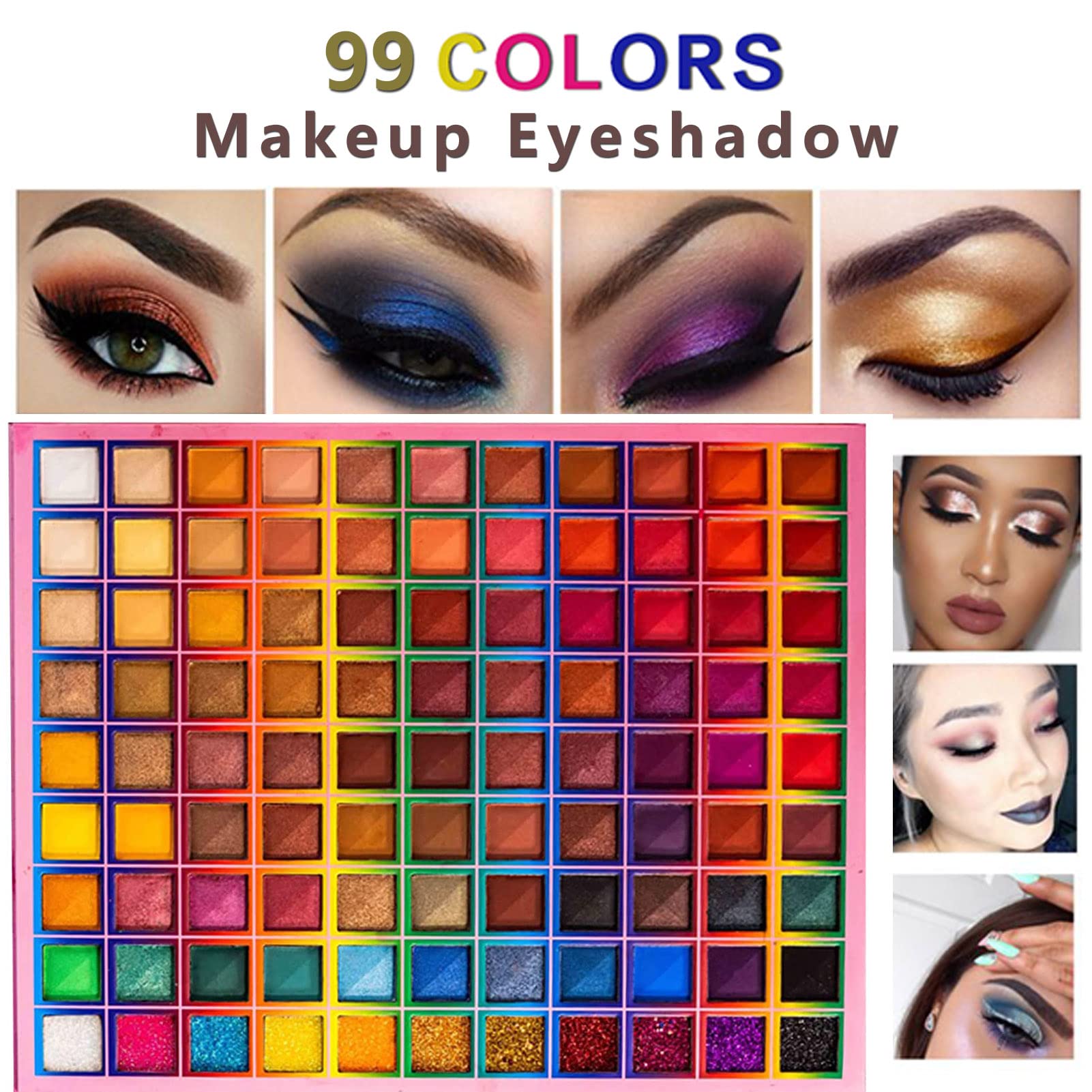 99 Colors Makeup Eyeshadow Palette, Professional Waterproof Matte Glitter Makeup Pallet Colorful Powder Rainbow Colors Eye Makeup Gift