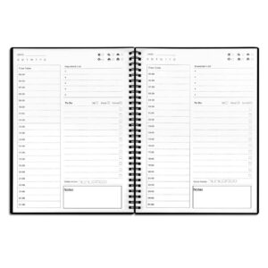 daily planner undated, to do list notebook with hourly schedule, time management manual and planner, personal organizers, 7.6"x10.2", 48 sheets/96 pages, black